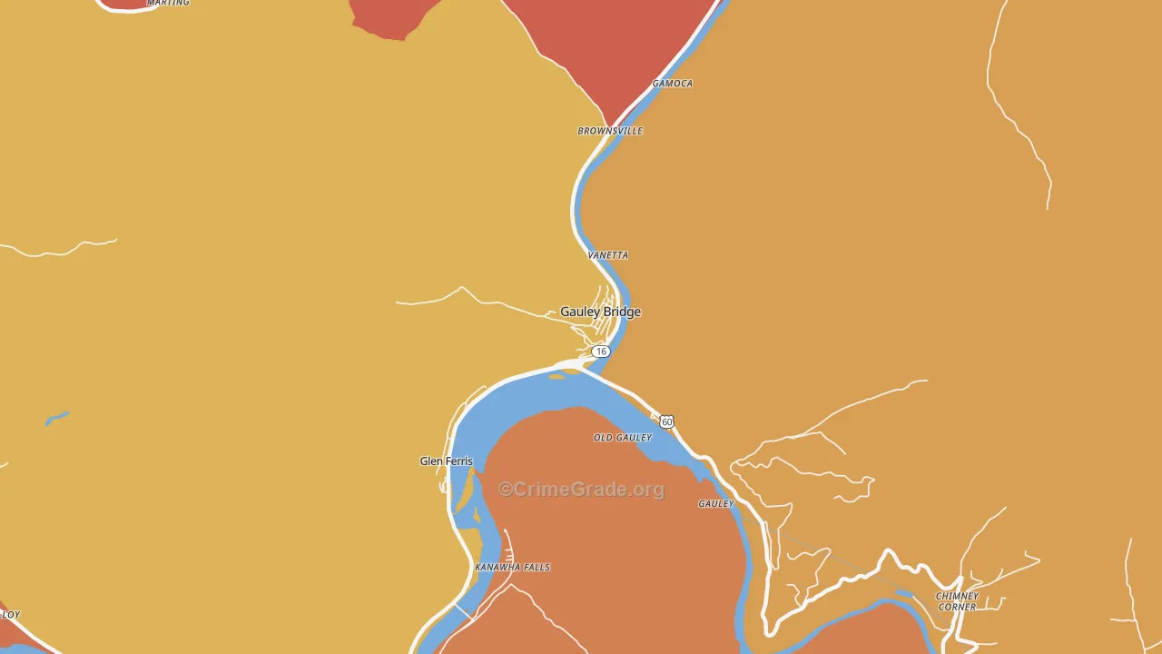 Gauley Bridge, WV Map of Vandalism Rates