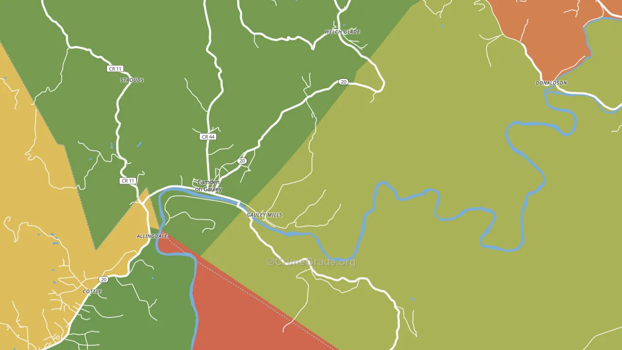 Gauley Mills, WV Map of Vandalism Rates