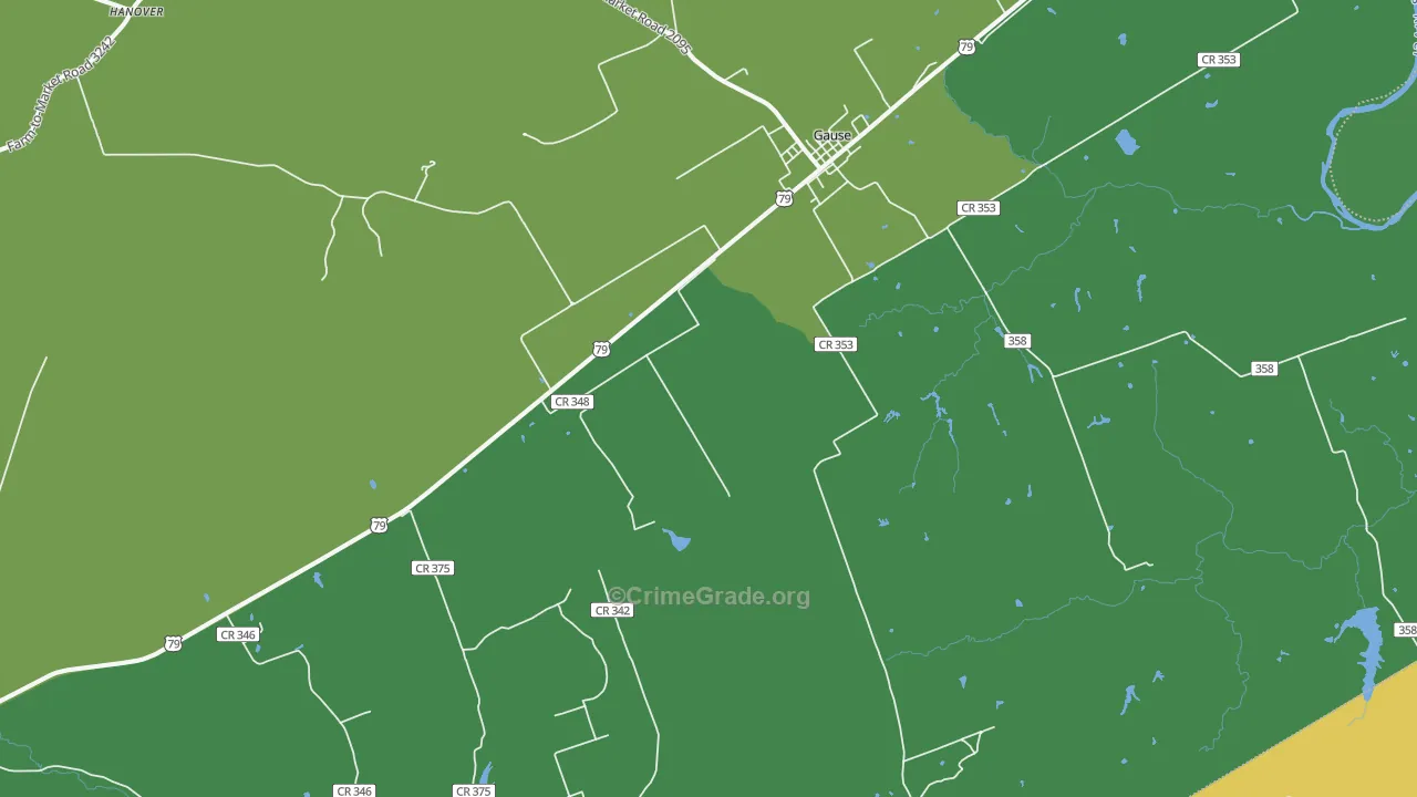 Gause, TX Map of Vandalism Rates
