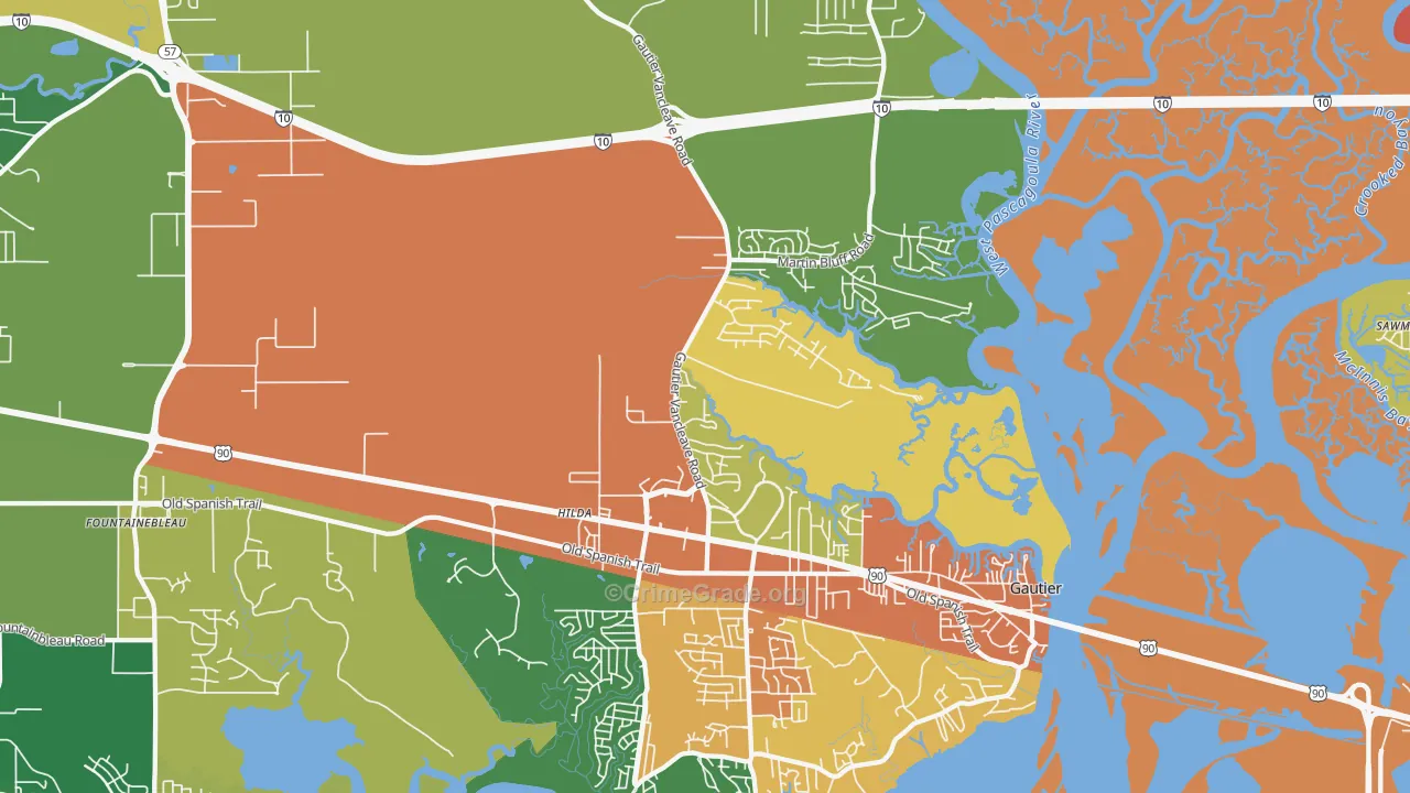 Gautier, MS Map of Vandalism Rates