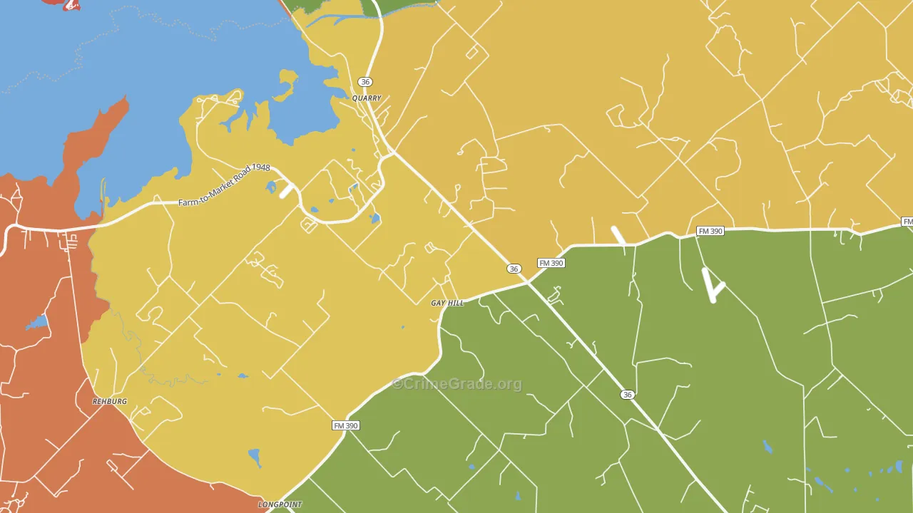 Gay Hill, TX Map of Vandalism Rates
