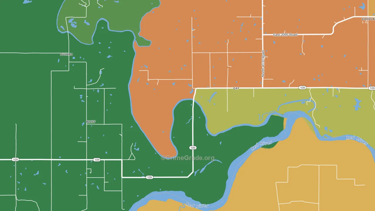 Gay, OK Map of Vandalism Rates