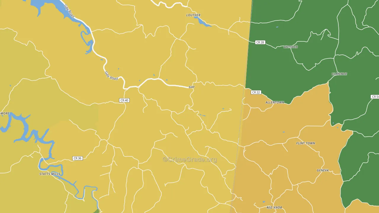 Gay, WV Map of Vandalism Rates