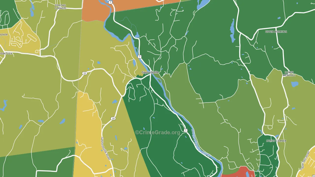 Gaylordsville, CT Map of Vandalism Rates