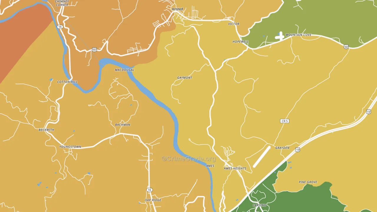 Gaymont, WV Map of Vandalism Rates