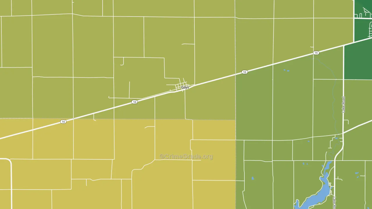 Gays, IL Map of Vandalism Rates