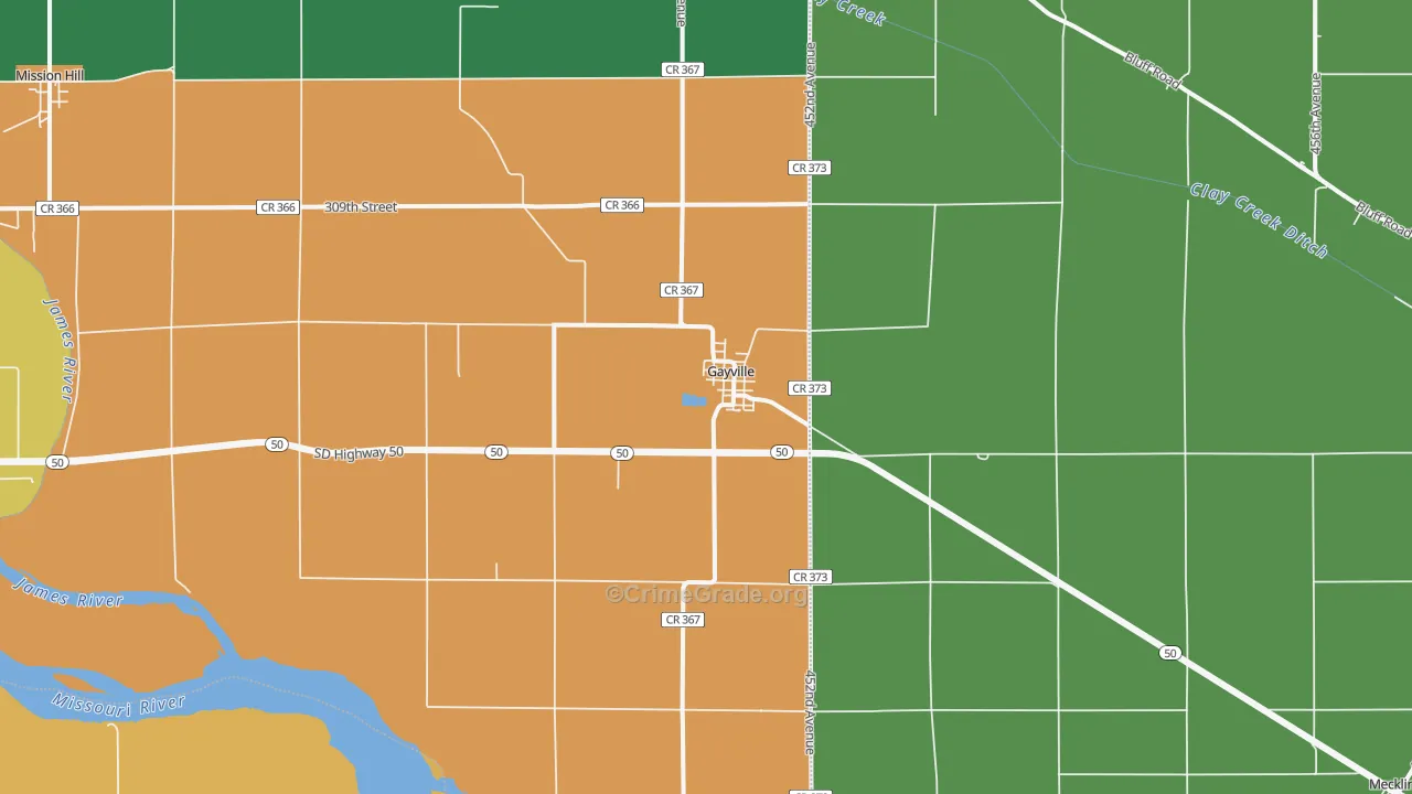 Gayville, SD Map of Vandalism Rates