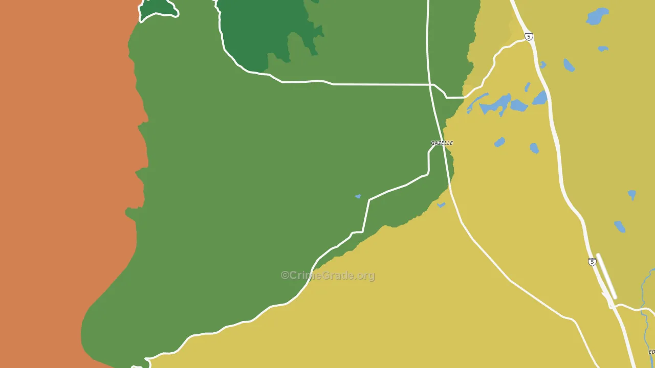 Gazelle, CA Map of Vandalism Rates