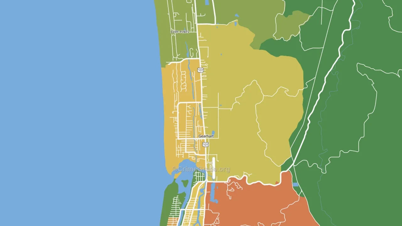 Gearhart, OR Map of Vandalism Rates