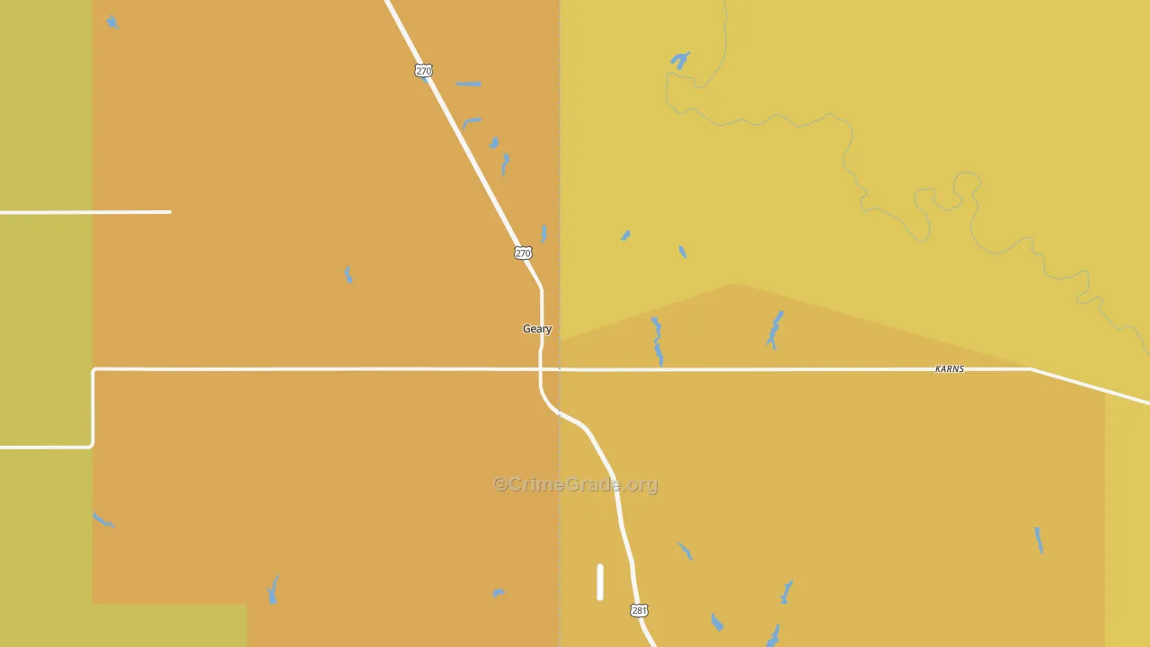 Geary, OK Map of Vandalism Rates