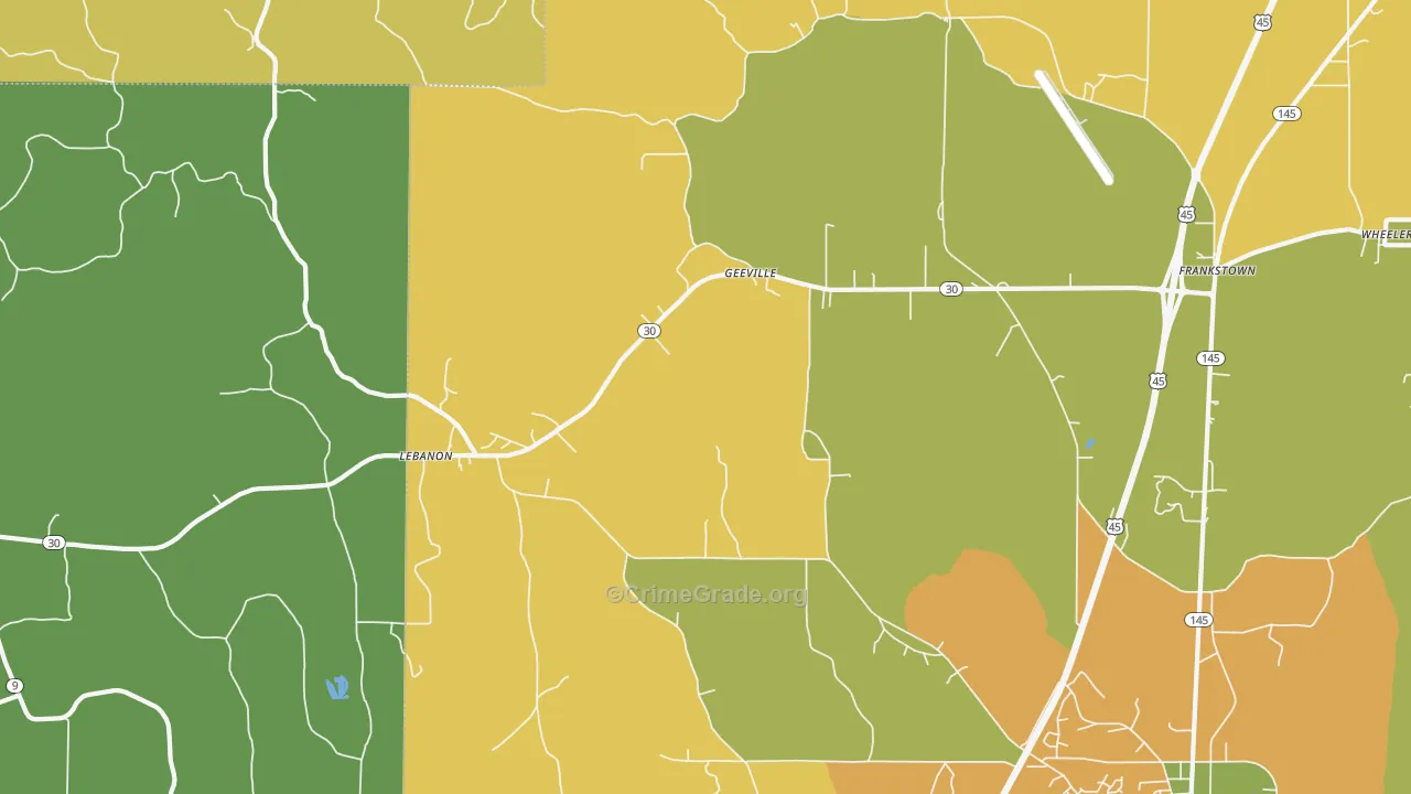 Geeville, MS Map of Vandalism Rates