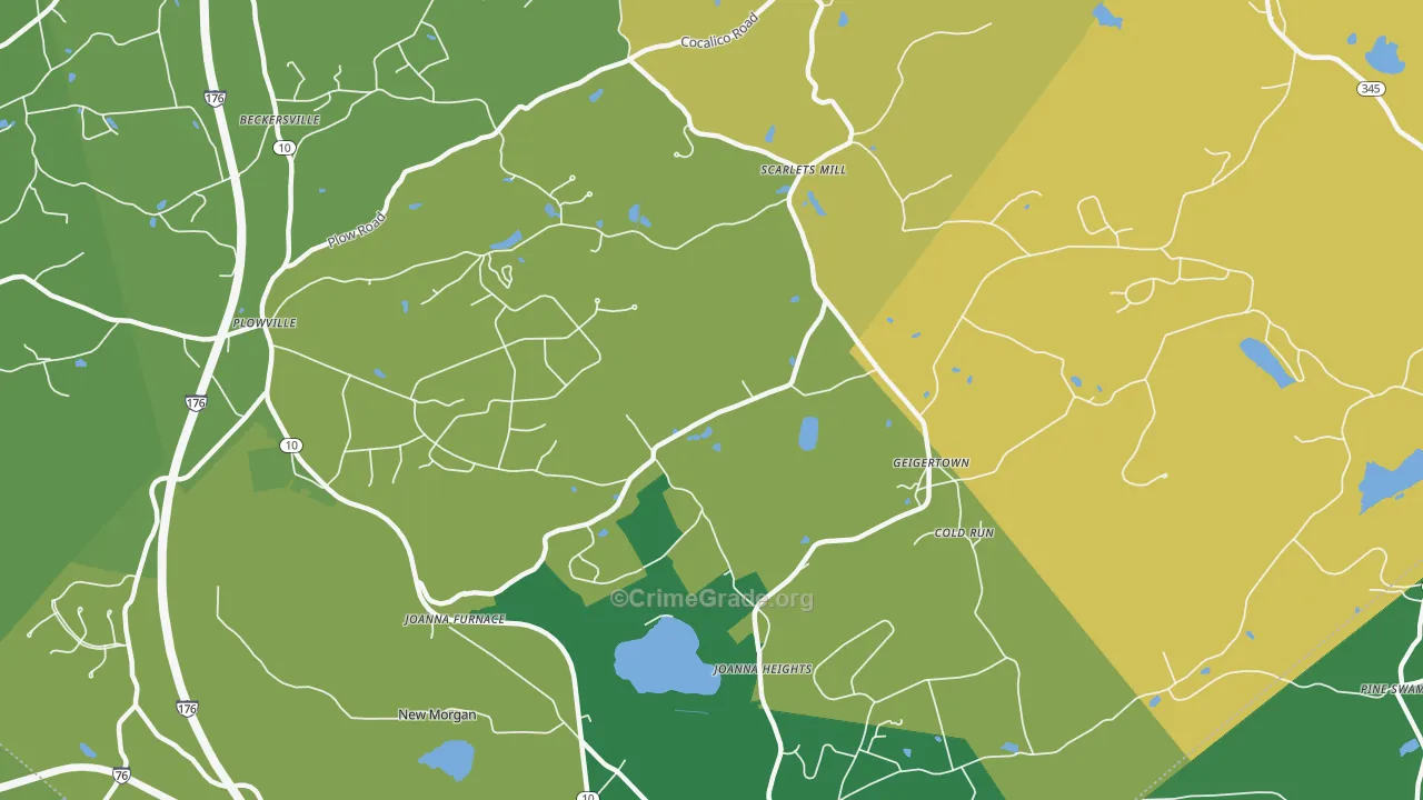 Geigertown, PA Map of Vandalism Rates