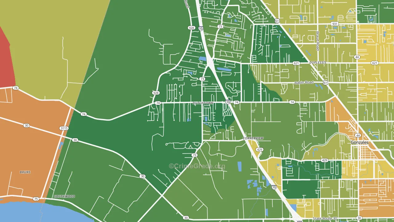 Geismar, LA Map of Vandalism Rates