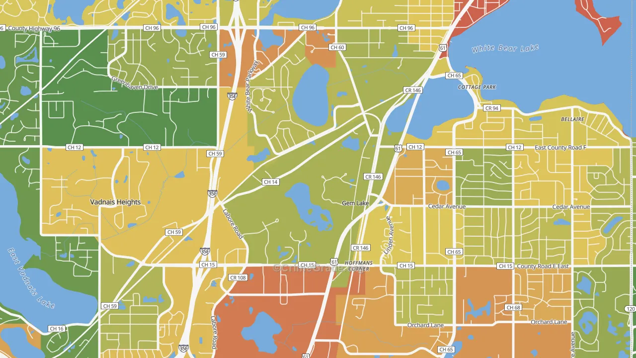 Gem Lake, MN Map of Vandalism Rates