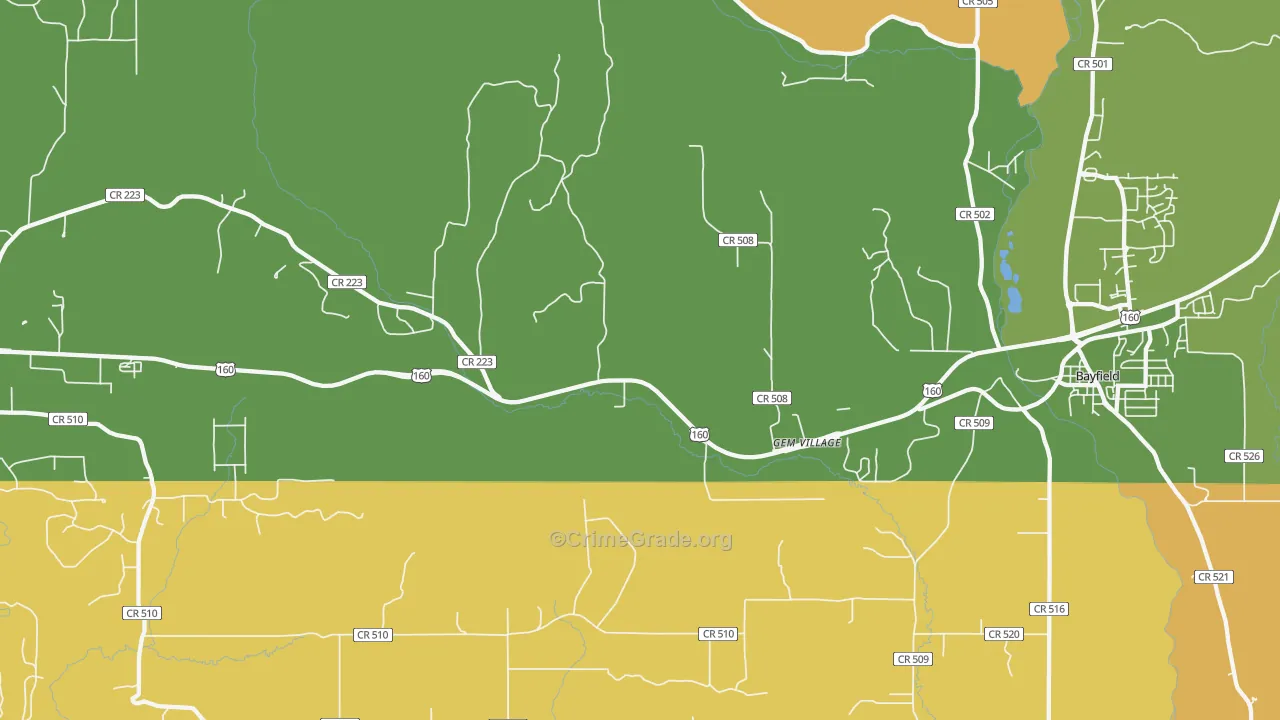 Gem Village, CO Map of Vandalism Rates