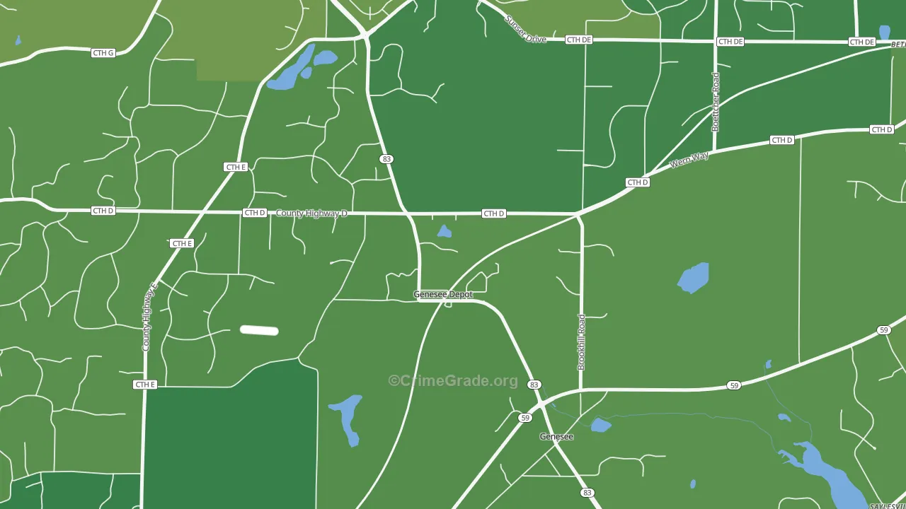 Genesee Depot, WI Map of Vandalism Rates