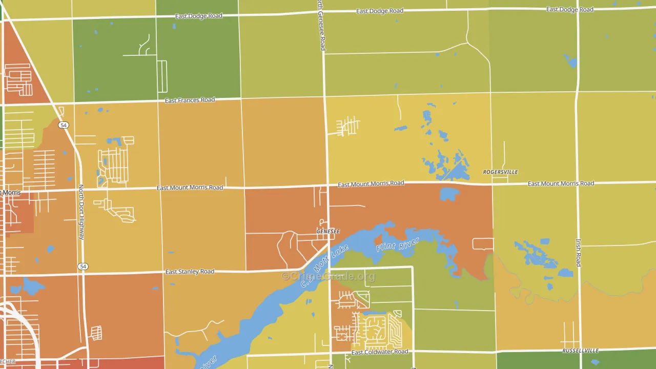 Genesee, MI Map of Vandalism Rates