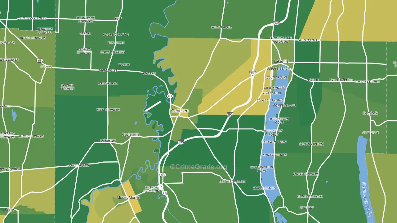 Geneseo, NY Map of Vandalism Rates