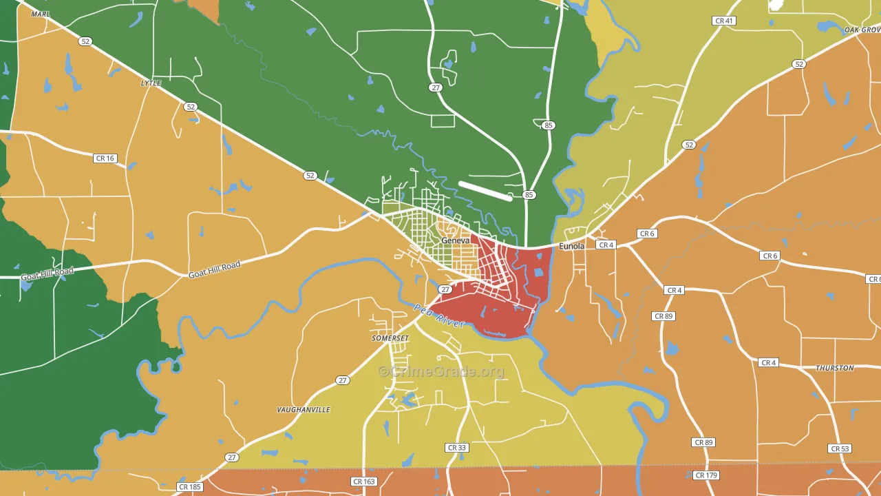 Geneva, AL Map of Vandalism Rates