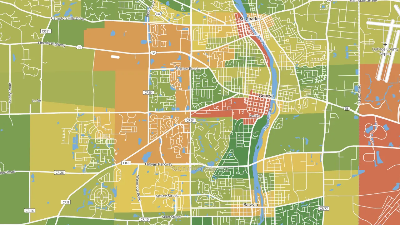 Geneva, IL Map of Vandalism Rates