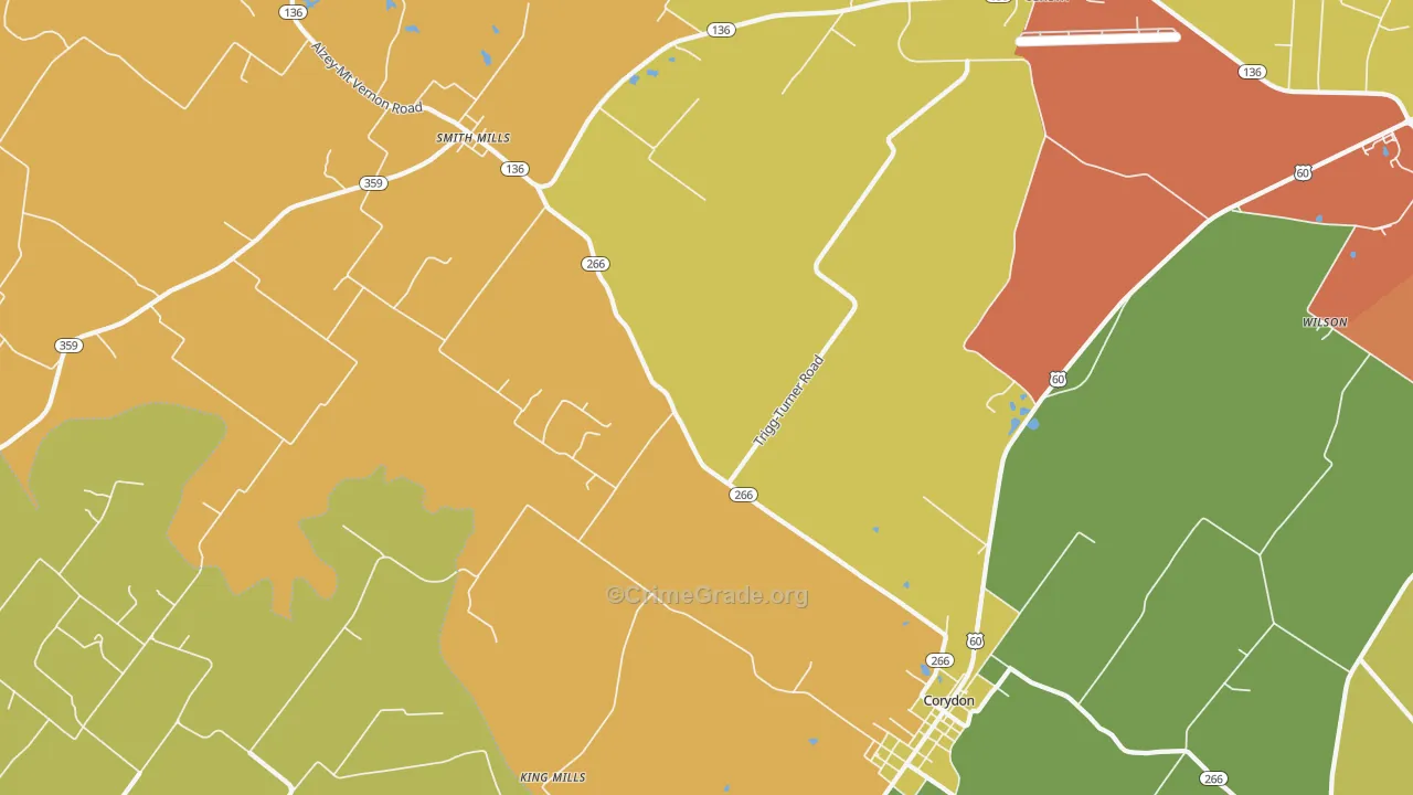 Geneva, KY Map of Vandalism Rates