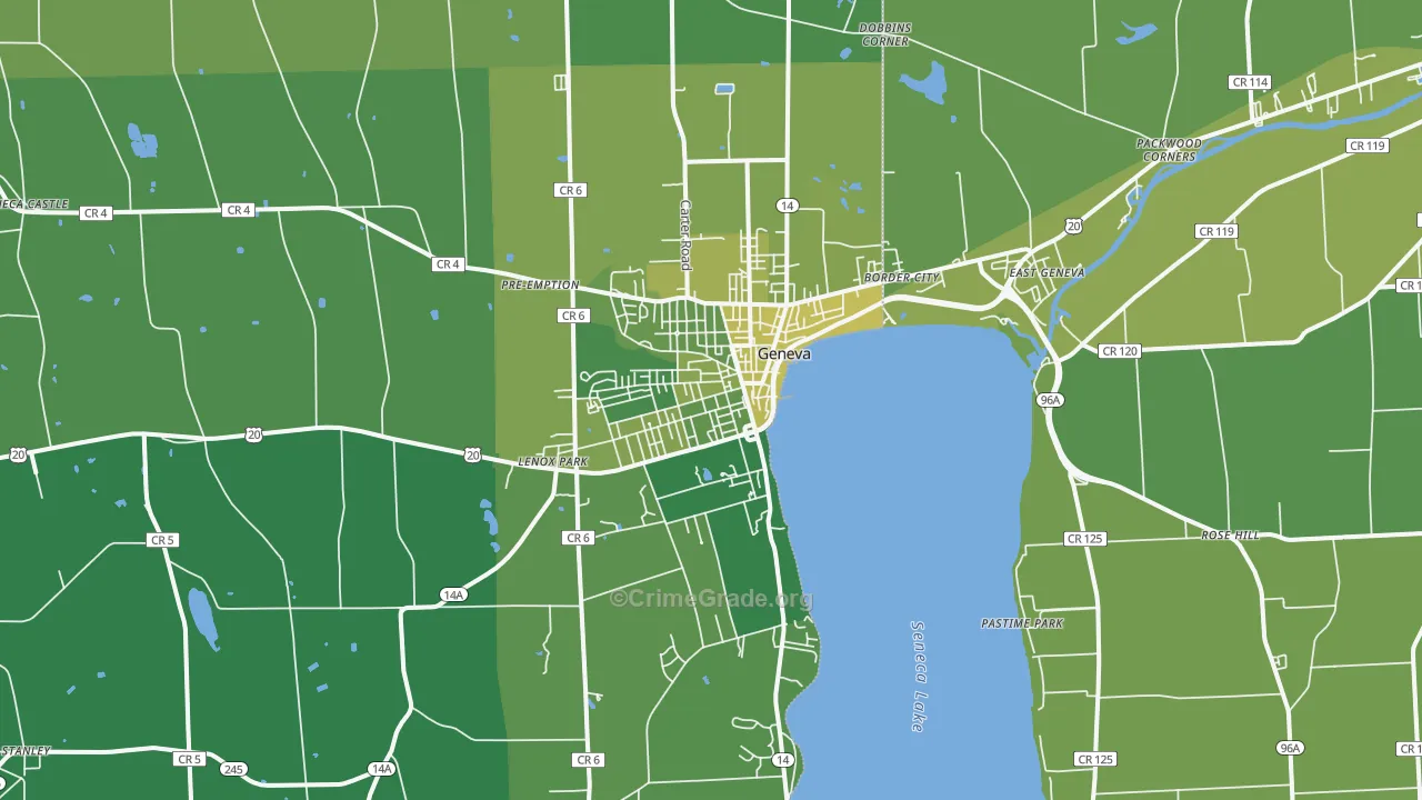 Geneva, NY Map of Vandalism Rates