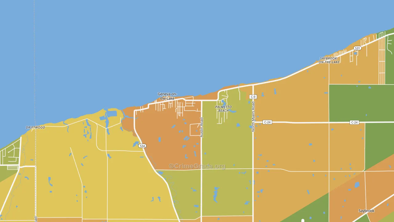 Geneva-on-the-Lake, OH Map of Vandalism Rates