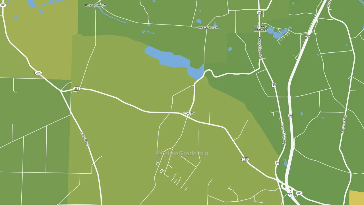 Geneva, PA Map of Vandalism Rates