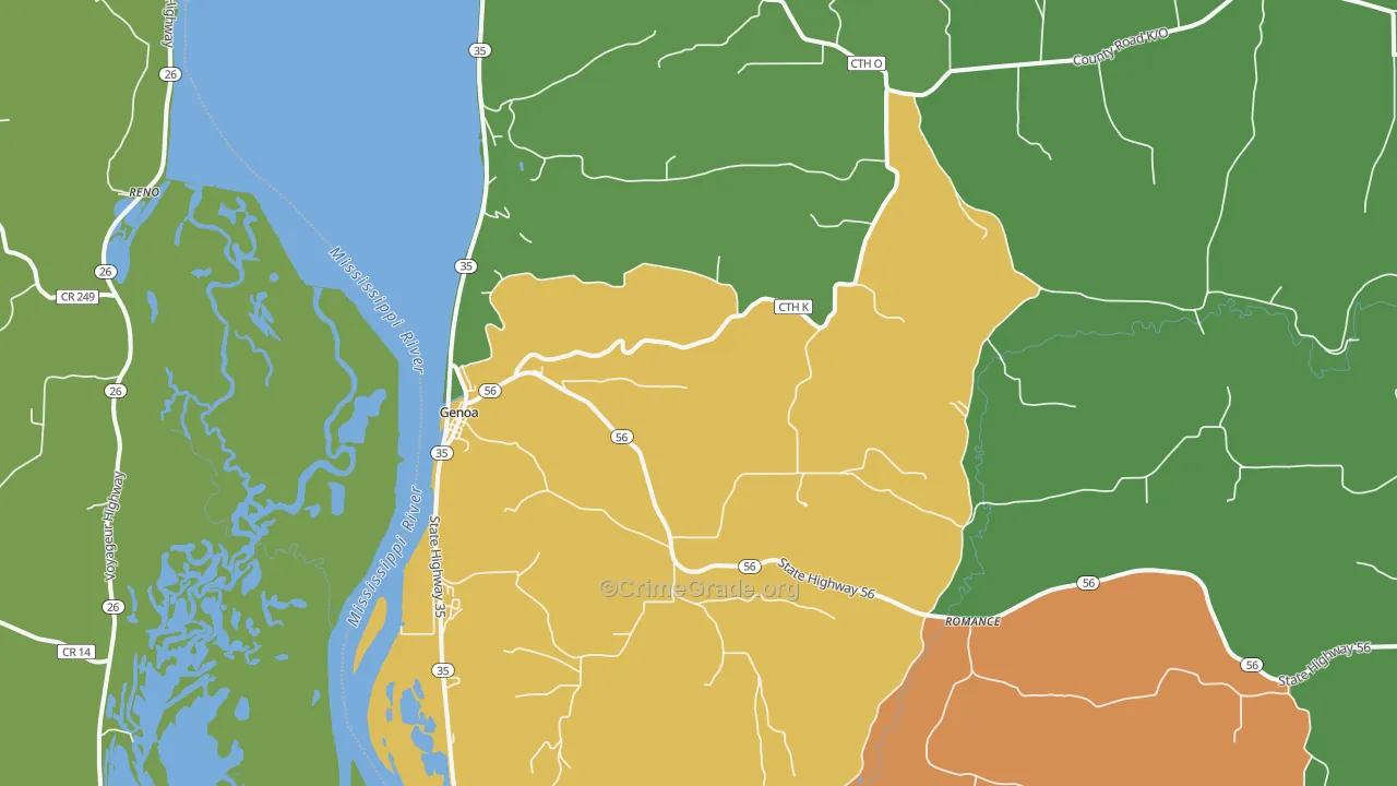Genoa, WI Map of Vandalism Rates