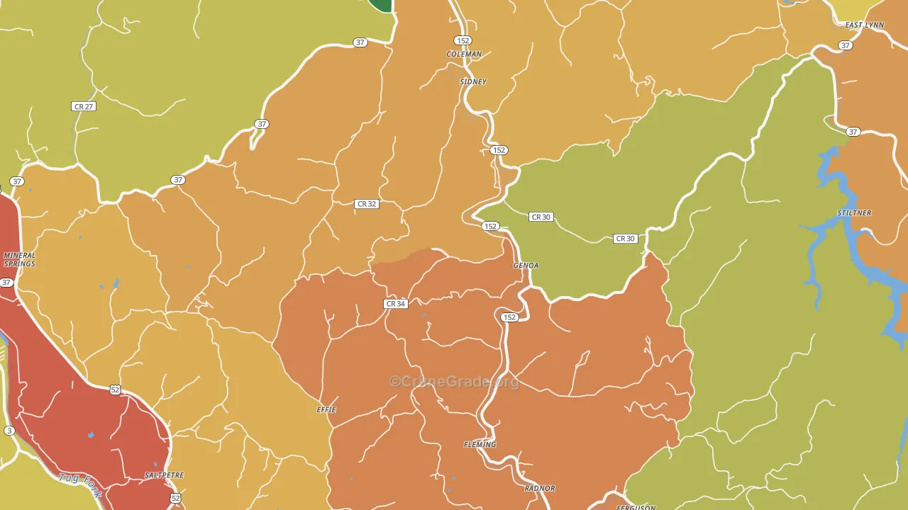 Genoa, WV Map of Vandalism Rates
