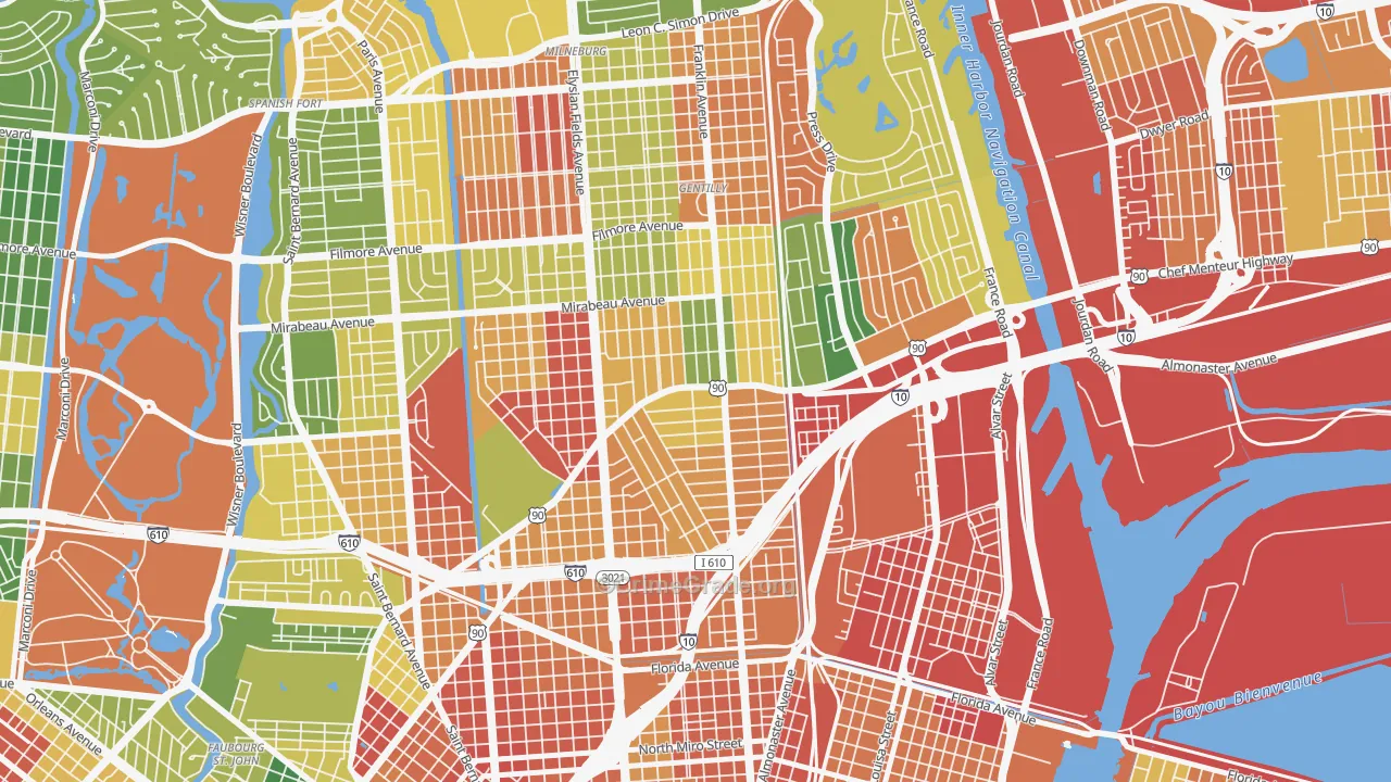 Gentilly Terrace, New Orleans, LA Map of Vandalism Rates