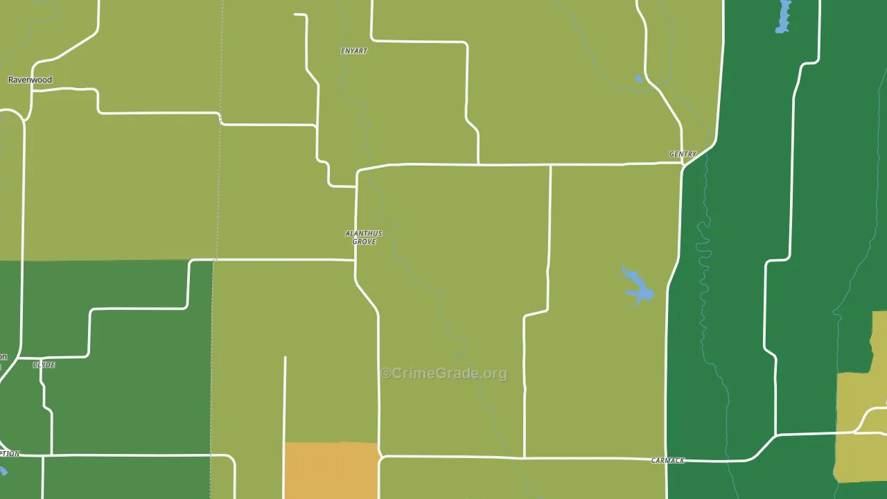 Gentry, MO Map of Vandalism Rates