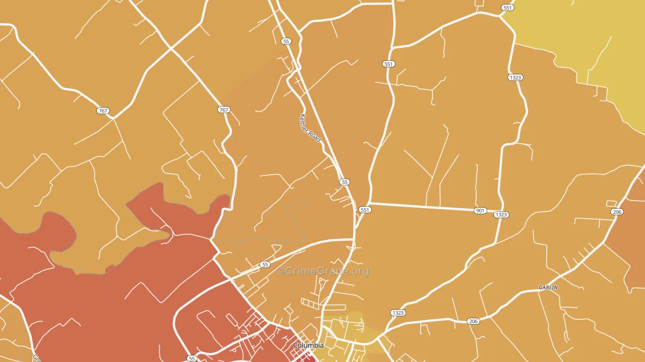 Gentrys Mill, KY Map of Vandalism Rates