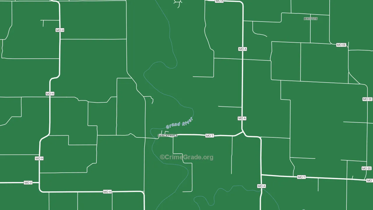 Gentryville, MO Map of Vandalism Rates