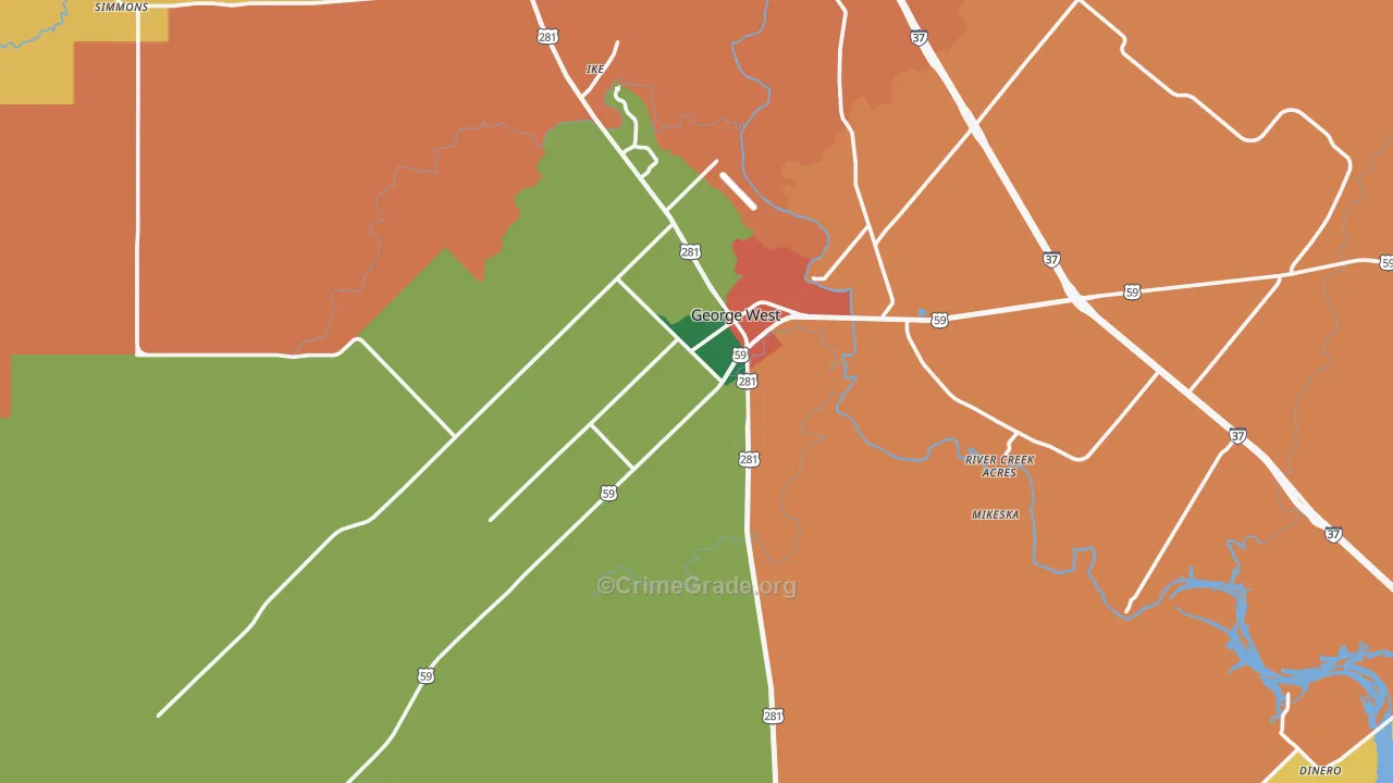 George West, TX Map of Vandalism Rates