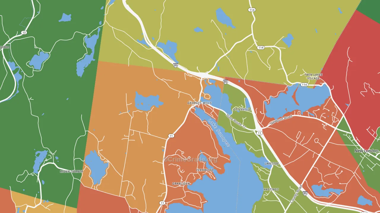 Georges Mills, NH Map of Vandalism Rates