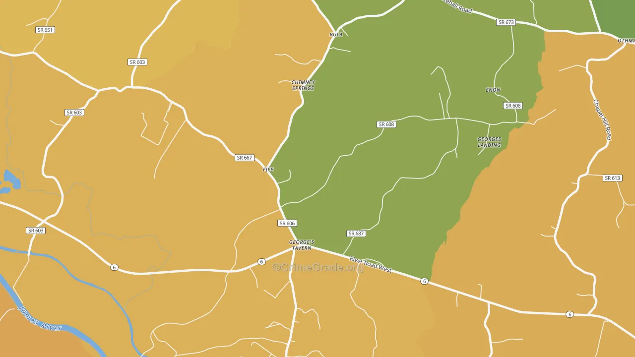 Georges Tavern, VA Map of Vandalism Rates