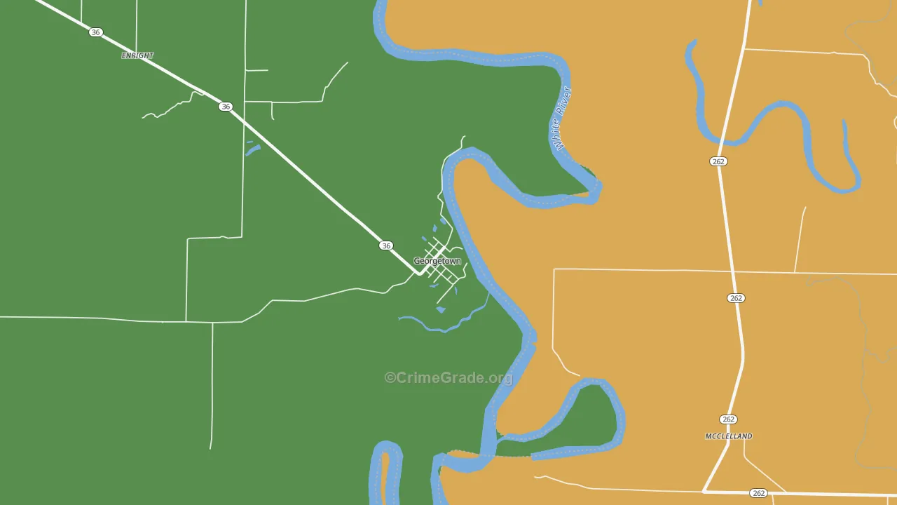 Georgetown, AR Map of Vandalism Rates