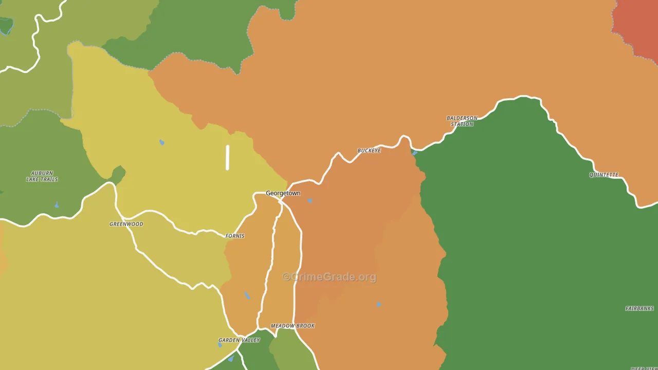 Georgetown, CA Map of Vandalism Rates