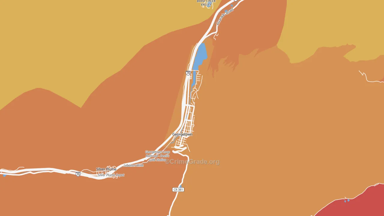 Georgetown, CO Map of Vandalism Rates