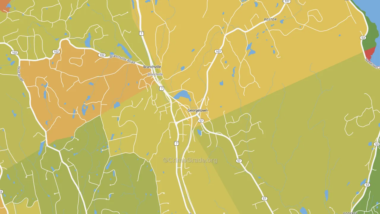 Georgetown, CT Map of Vandalism Rates