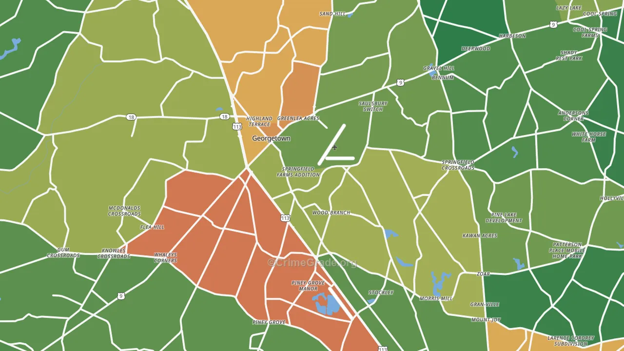 Georgetown, DE Map of Vandalism Rates