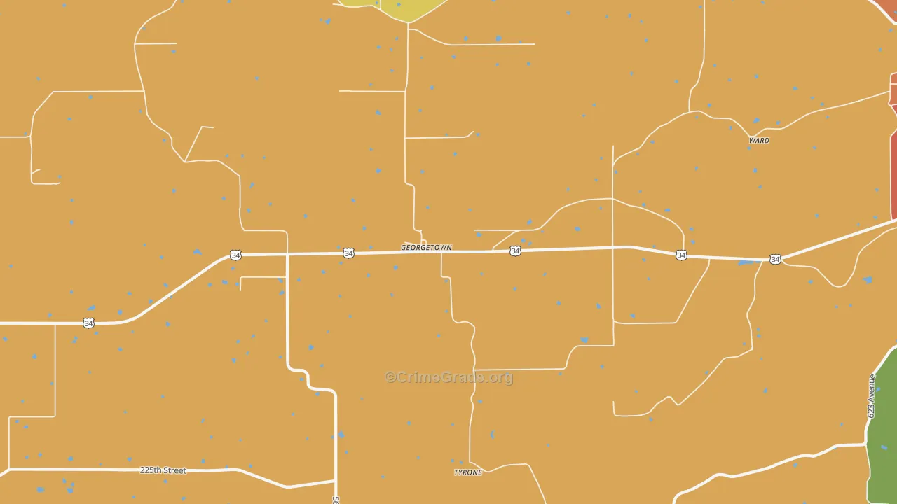 Georgetown, IA Map of Vandalism Rates
