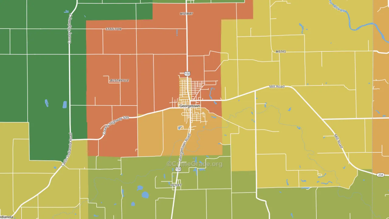 Georgetown, IL Map of Vandalism Rates