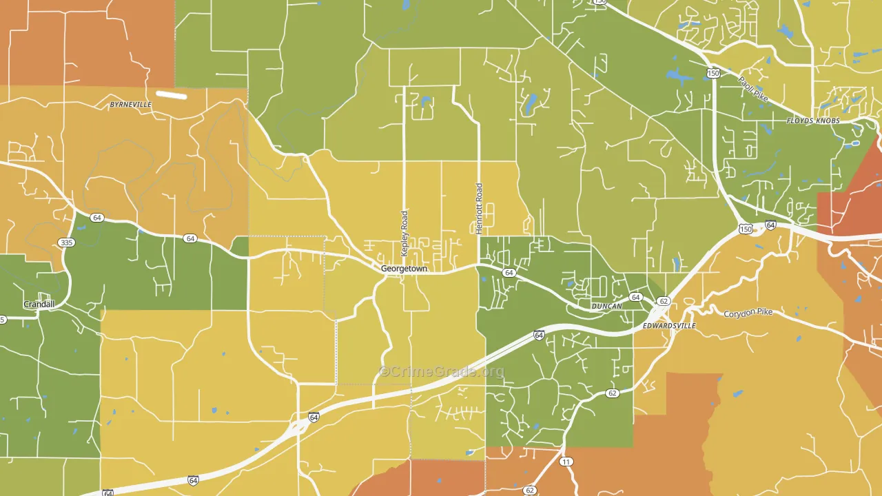 Georgetown, IN Map of Vandalism Rates