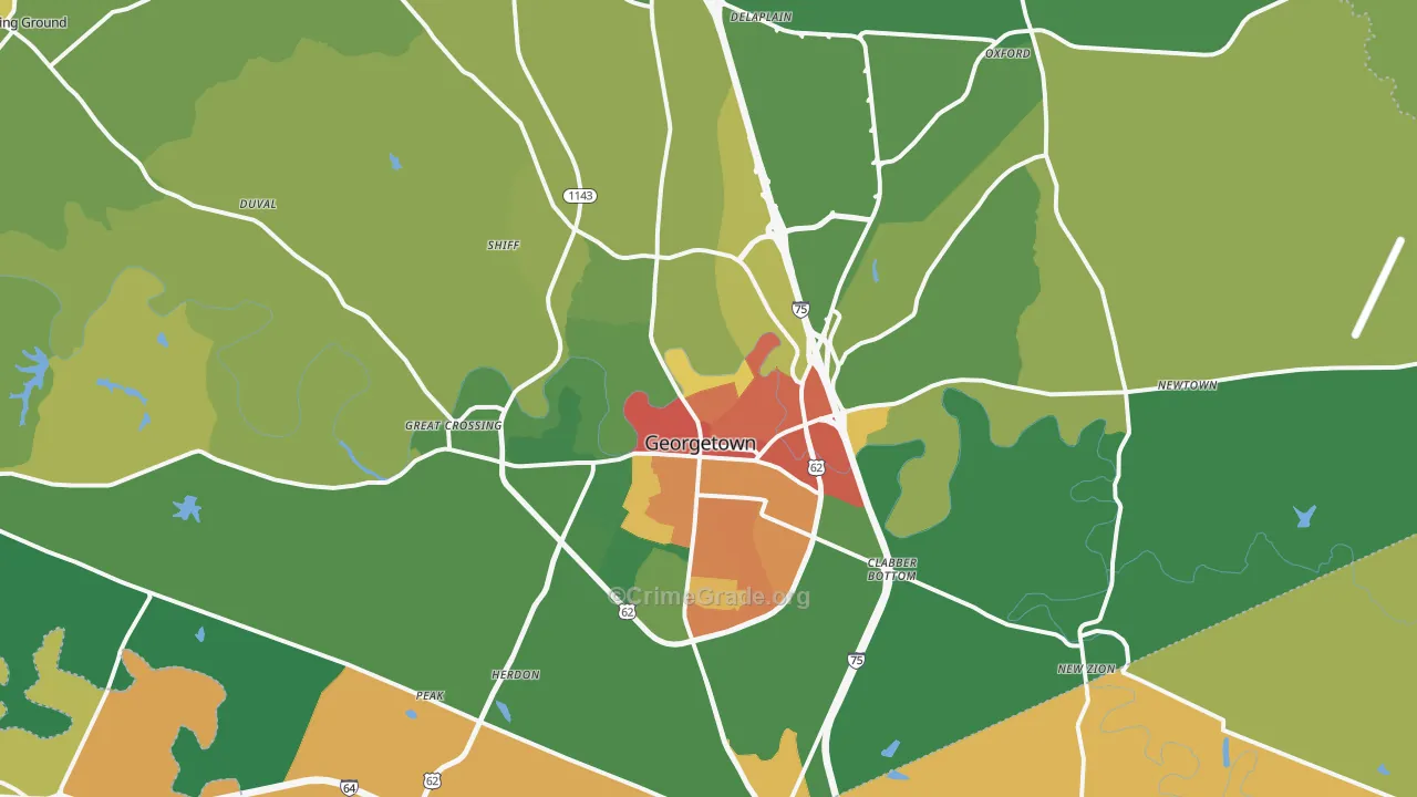 Georgetown, KY Map of Vandalism Rates