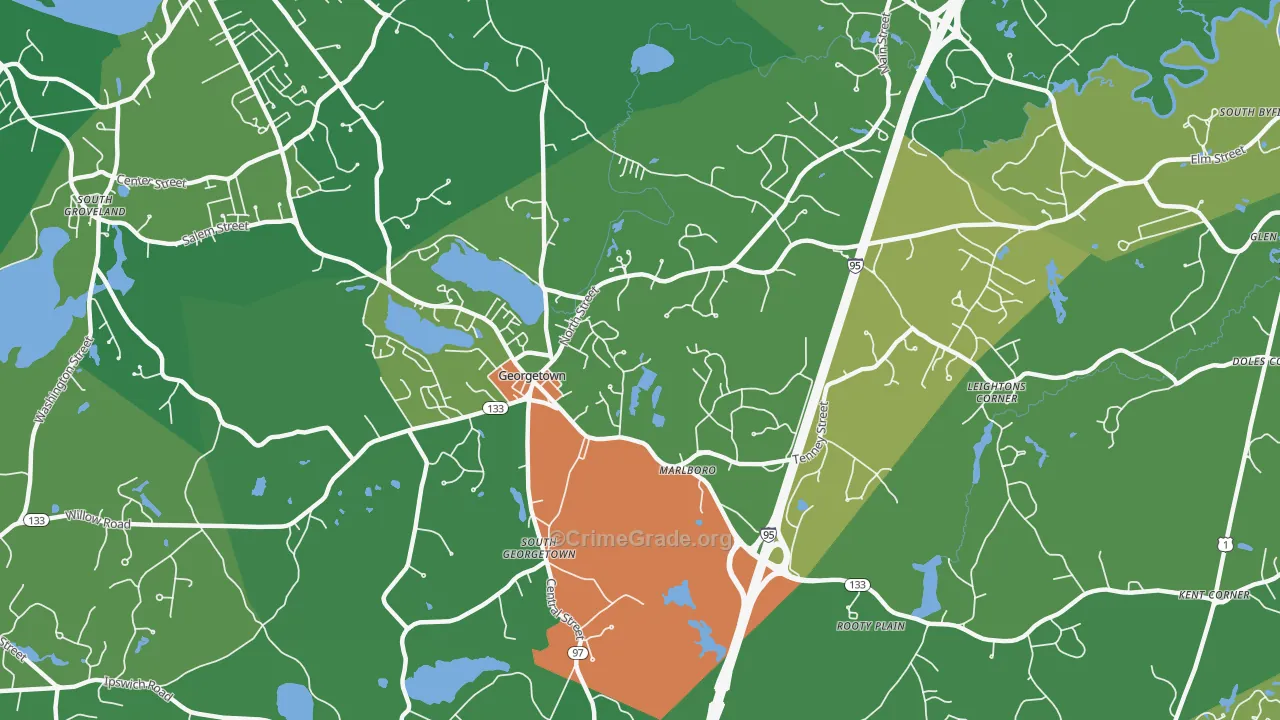 Georgetown, MA Map of Vandalism Rates