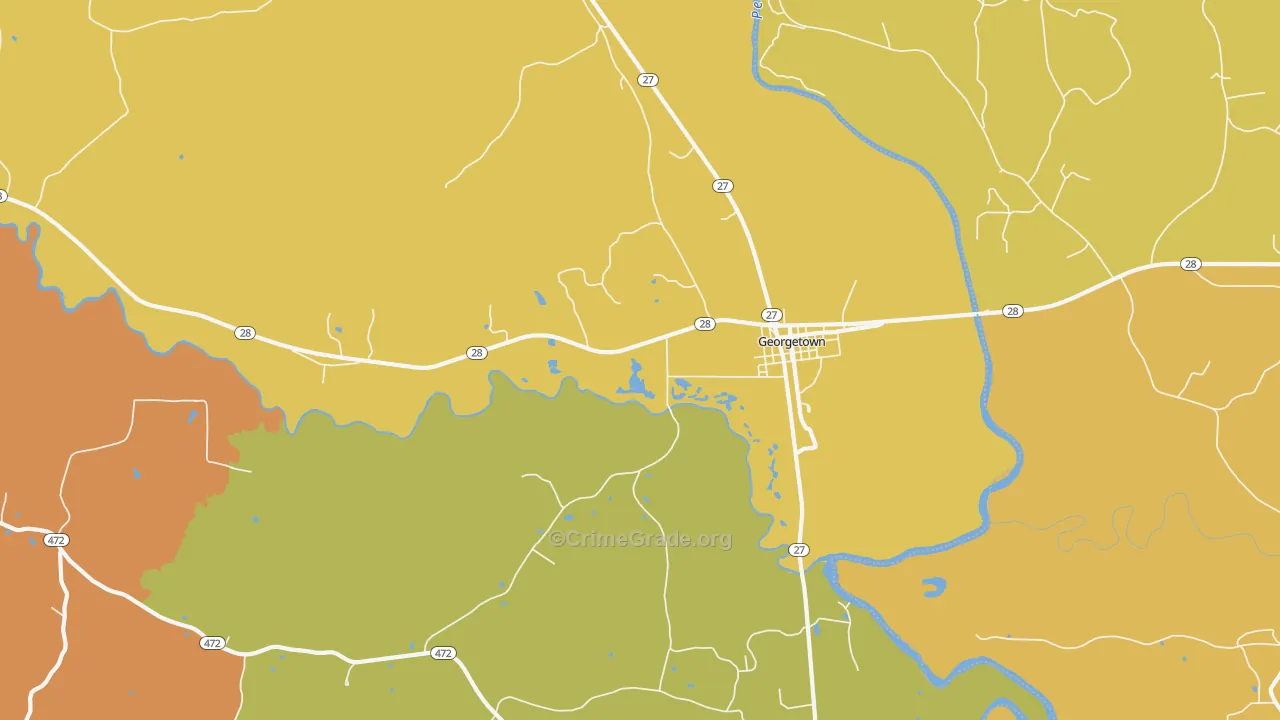 Georgetown, MS Map of Vandalism Rates