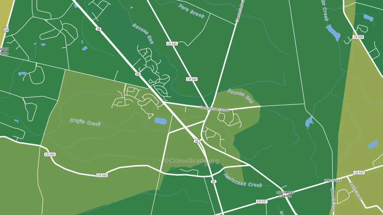 Georgetown, NJ Map of Vandalism Rates