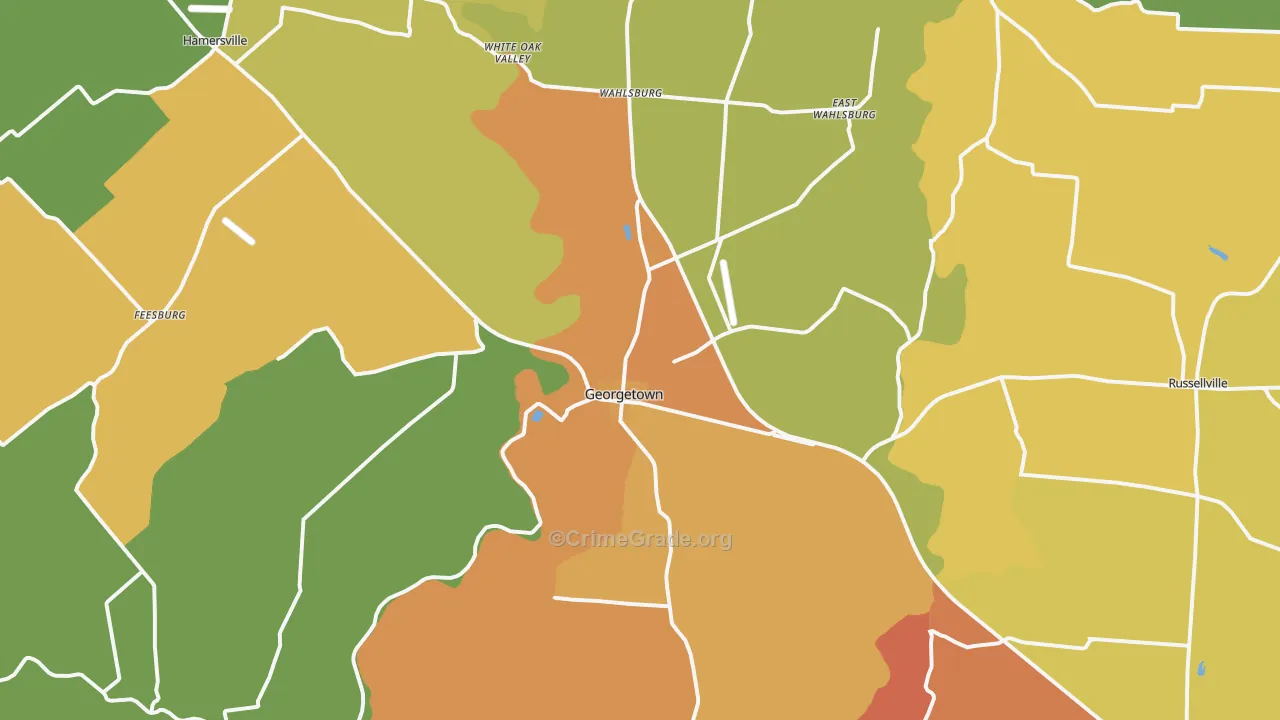 Georgetown, OH Map of Vandalism Rates